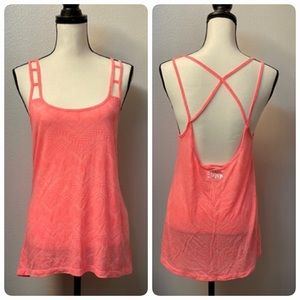 Pink Victoria’s Secret strappy asymmetrical tank top
